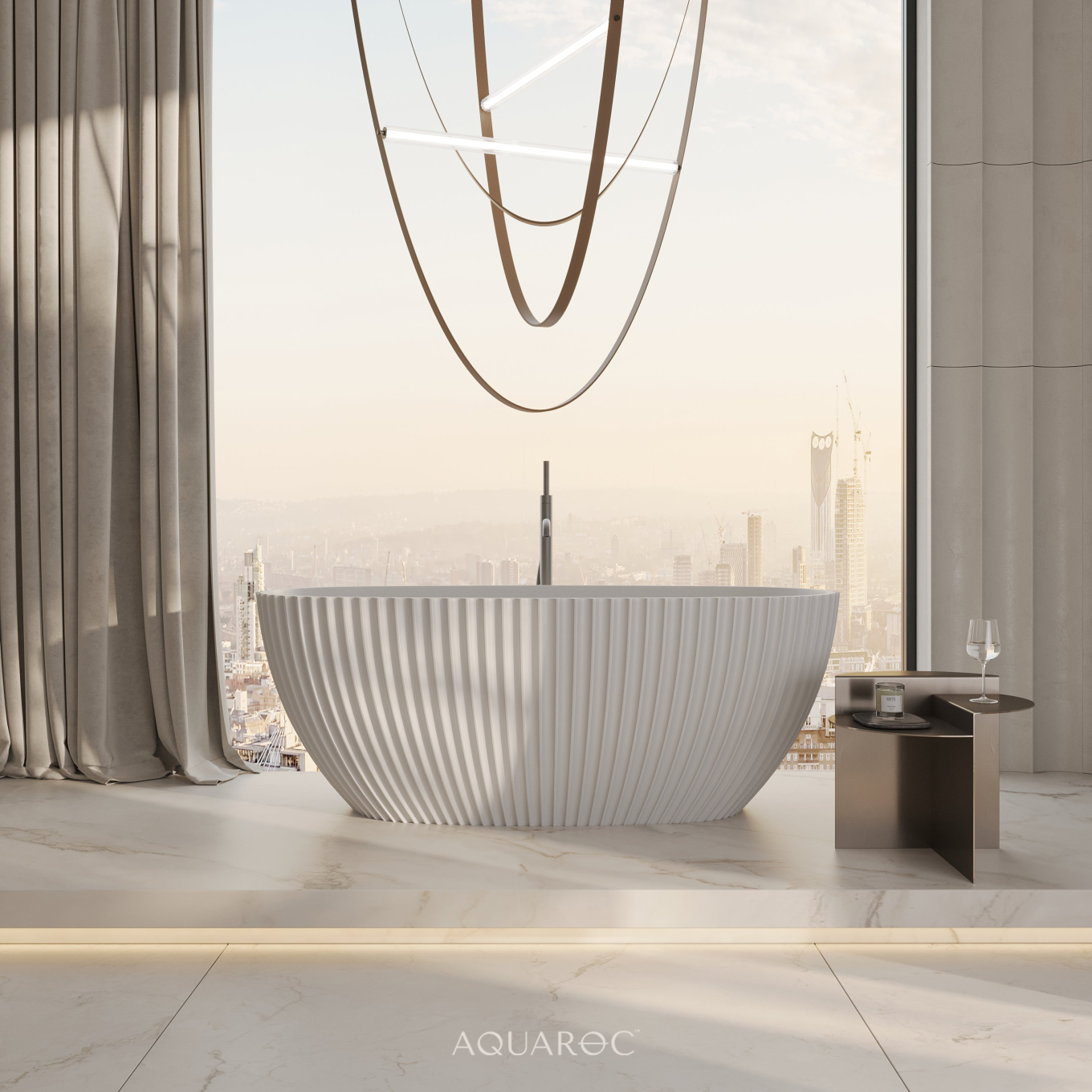 Bijou Freestanding Fluted Stone Bath 1550mm